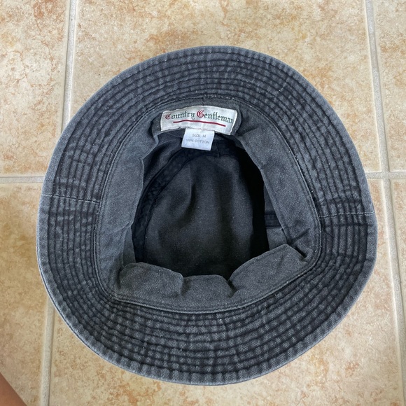 Black Denim Bucket Hat with Quilted Brim - Picture 2 of 5